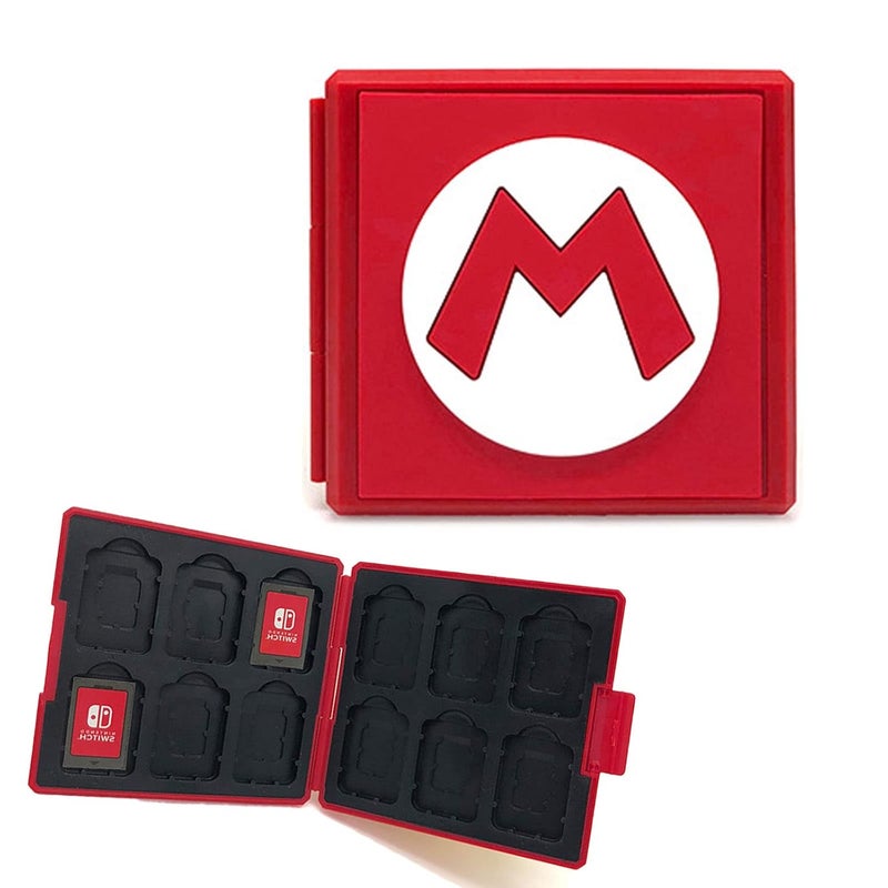 doepeBAE Switch Game Card Case, Portable Holder, Hard Shell Storage Case, Large Capacity Organizer with 12 Slots (M Red) - Image 1